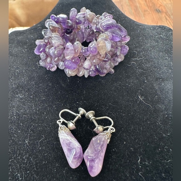 Jewelry - Amethyst Chip Bracelet and Earrings Set